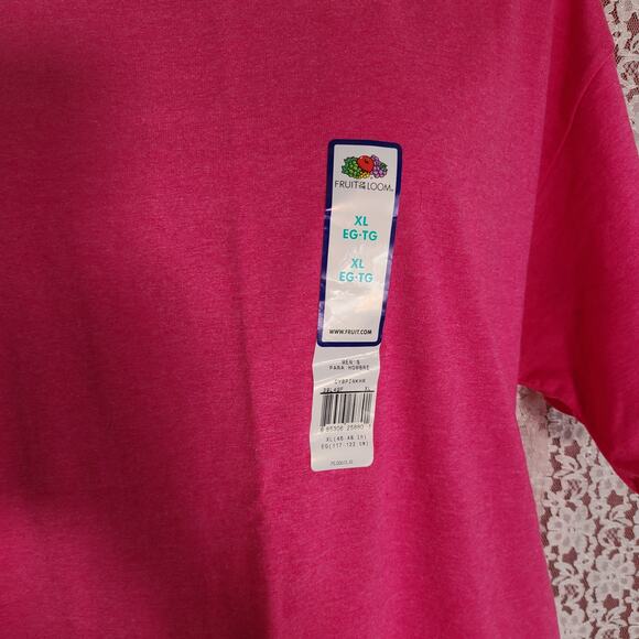 NWT men's Fruit of the loom pink v neck tshirt size xl - Picture 3 of 6